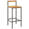 vidaXL Bar Stools 2 pcs Gray Poly Rattan and Solid Wood Acacia - image 3 of 4