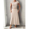 Women's 2 Piece Summer Outfits Dressy Casual Knit Short Sleeve Crop Top High Waist Midi Skirt Set - 4 of 4