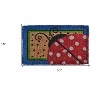 HomeRoots 18" X 30" Blue and Brown Coir Ladybug Outdoor Door Mat - 3 of 4