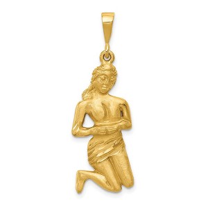 Black Bow Jewelry 14k Yellow Gold Large Virgo the Virgin Zodiac Pendant - 1 of 4