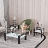 Okak Modern Elegant Tempered Glass Coffee Table 1PC, Square Tea Table End Table with Open Shelf for Small Living Room - 4 of 4