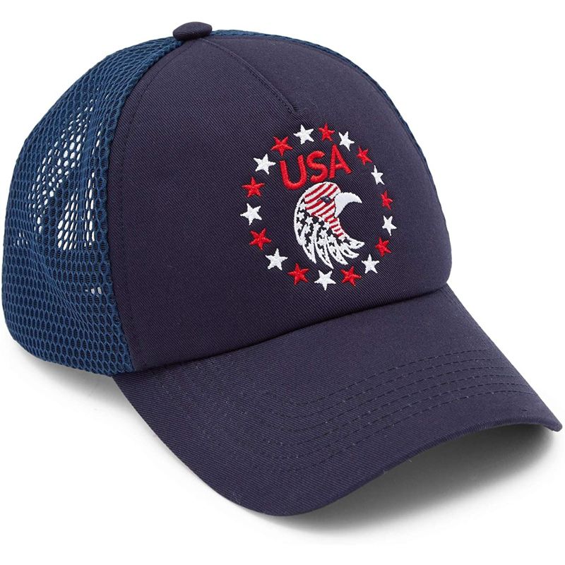 Zodaca 2 Pack Patriotic Trucker Hats for Men, American Flag Baseball Cap, 2 Designs, 3.7 X 8 X 8.2 in, 3 of 8