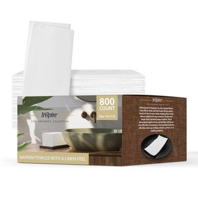 Inspire Linen Feel Disposable Napkins Elegant Guest Hand Towels For Fine Dining, Bathroom, Washing Station, Bulk Value