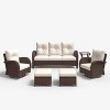 LayinSun Outdoor Patio Furniture Set, Brown Rattan Wicker Sectional Swivel Rocker Chairs Sets - 2 of 4