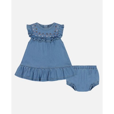 Deux par Deux Girl Light Soft Denim Dress and Bloomer Set