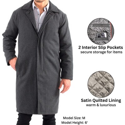 Мужские свитеры Alpine Swiss Zach Men’s Wool Blend Overcoat – Knee-Length Trench Coat, Runs Large for Layering Over Suits or Sweaters Gray 2XL — фото 3