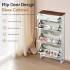 Shoe Cabinet With 3 Flip Drawers And 1 Pulling Drawer, Slim Floor Standing Storage Racks, Hidden Narrow Shoe Organizers For Front Door Entryway White - 2 of 4