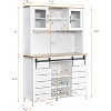70" Tall Farmhouse Coffee Bar Cabinet with Hutch, Wine Rack, Sliding Barn Doors, Buffet Sideboard - 2 of 4