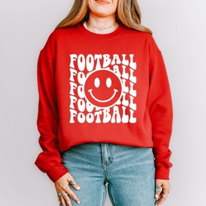 Simply Sage Market Women's Graphic Sweatshirt Football Smiley Face - 1 of 4