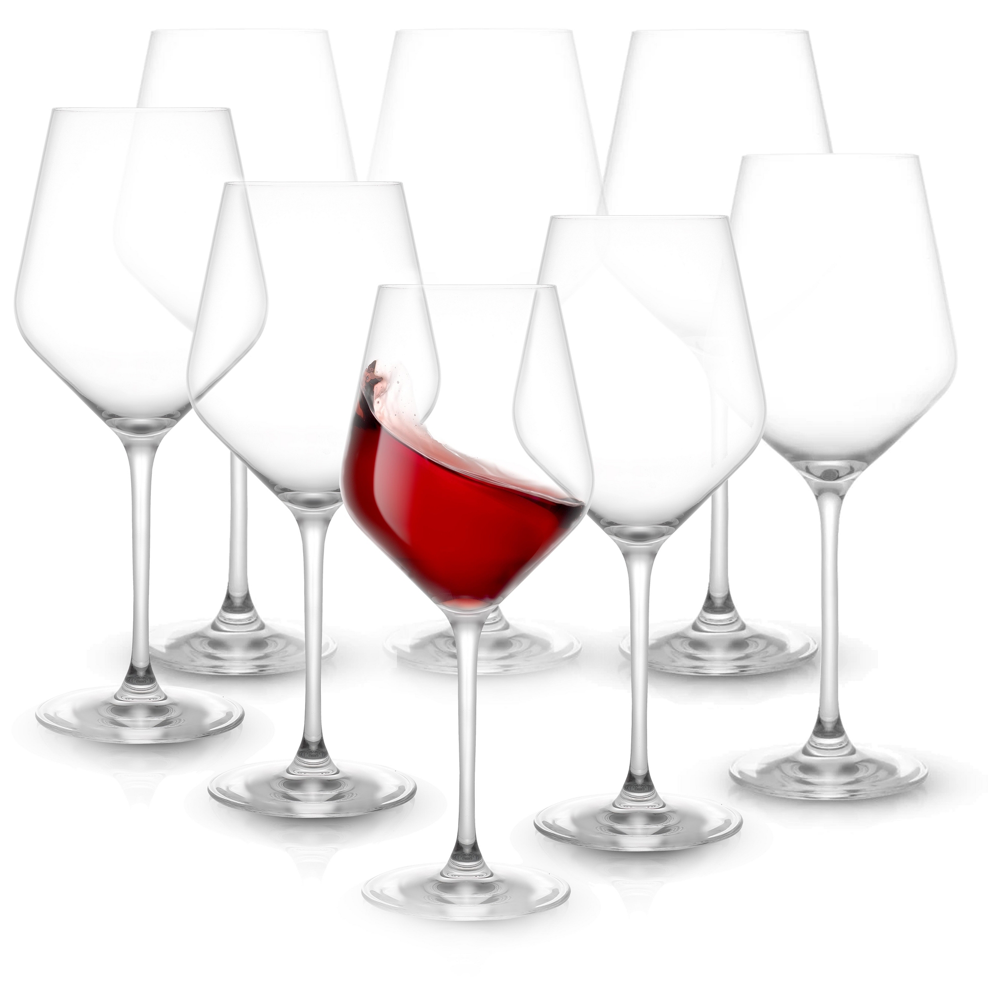 JoyJolt Layla Red Wine Glasses - Set of 8 Italian Wine Glasses European Made - 17 oz