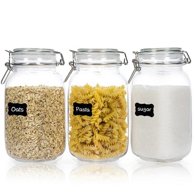 LunaLulinlk 50 oz airtight glass jars with lids, 3-pack food storage jars