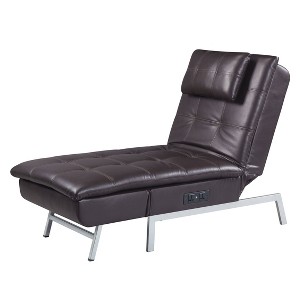 70" Padilla Chaise Lounge with Power Outlets & USB Ports - Acme Furniture: Multi-positional, Sturdy Frame - 1 of 4