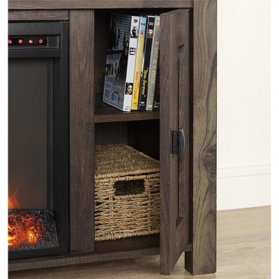 Rustic Brown Electric Fireplace TV Console with Cabinets