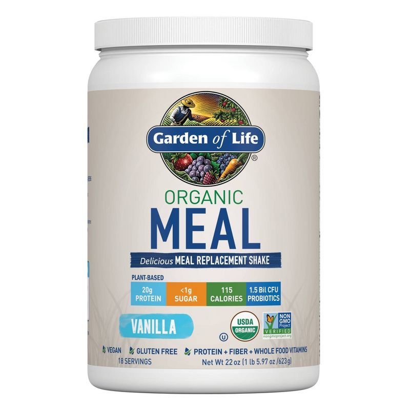 Garden of Life Organic Vegan Meal Replacement Plant Based Shake Mix - Vanilla - 22oz, 1 of 9