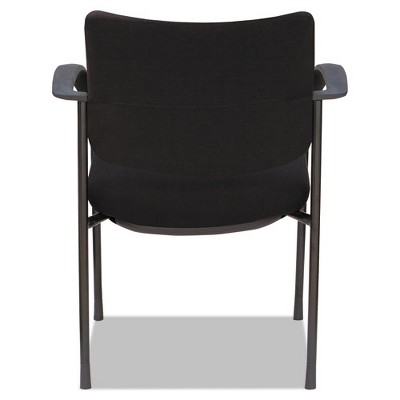 Black Fabric and Metal Guest Chair with Fixed Arms, Set of 2