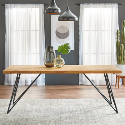 Phyllis Natural Pine Wood Dining Table with Black Metal Legs