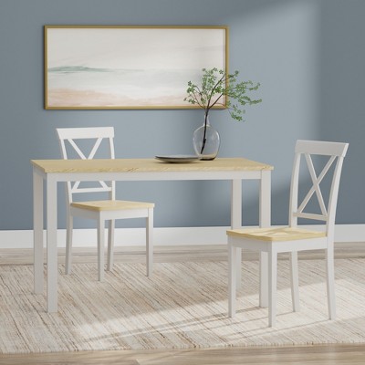 Glenwillow Home 48" Wood Dining Table + X-Back Dining Chairs Dining Set (3-Piece or 5-Piece Set)