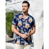 Halloween Men's Floral Print Button-Down Shirt Men's Hawaiian Floral Shirts Tropical Holiday Beach Shirt - 2 of 4