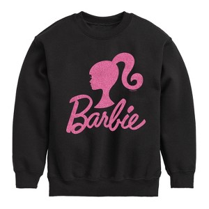 Boys' - Barbie - Barbie Logo Pink Glitter Graphic Long Sleeve Fleece Sweatshirt - 1 of 4
