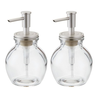 Mdesign Round Glass Refillable Liquid Soap Dispenser Pump, 2 Pack Target
