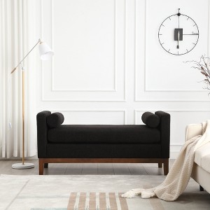 NicBex Elegant Boucle Fabric Ottoman Bench with Arms & Pillows,Upholstered Ottoman Stool for Living Room,Bedroom - 1 of 4