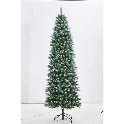 Pre-Lit Slim Xmas Tree with Warm White Lights, Pine Cones & Stand ¨C Perfect for Home, Party