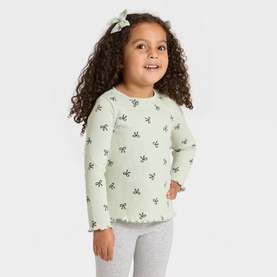Toddler Girls' Long Sleeve Ribbed Shirt - Cat & Jack™