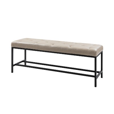 Jakob 50" Wide Contemporary Upholstered Faux Leather Bench with Button-tufted|ARTFUL LIVING DESIGN