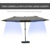 Akoasm 94.8 in. H Rectangular Outdoor Double Sided Patio Umbrella with Base, Sun Protection & Easy Crank For Deck, Garden & Pool-Dark Gray - 2 of 4
