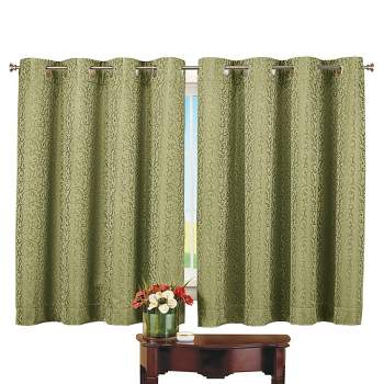 Collections Etc Insulated Scroll Pattern Short Curtain Panel, Single Panel,