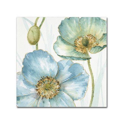 Lisa Audit Blue and Green Floral Canvas Art, 24'' x 24''