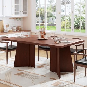 Dining Table for 6-8 People, 63" Modern Long Kitchen Table with Large Tabletop and Heavy Duty Pedestal Legs, Dinner Table for Home (Only Table) - 1 of 4