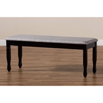 Elegant Corey Dark Brown and Gray Upholstered 48" Wood Dining Bench