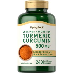 Piping Rock Turmeric Curcumin with Black Pepper 500mg | 240 Capsules - 1 of 3