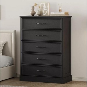 TackView Farmhouse 5 Drawer Dresser, 42.7" Tall 5 Chest of Drawers with Sturdy Foundation, Wooden Cabinet for Home Office - 1 of 4