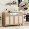 Boho Rattan Buffet Cabinet with Power Outlet & LED Lights - BOHO Sideboard Buffet Sideboard for Living Room or Dining Room - 4 of 4