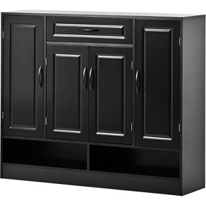 Shoe Cabinet for Entryway Ample Storage Space Shoe Organizer with Drawer Doors Open Shelf for Heels Slippers Black - 1 of 4