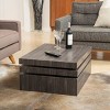 Modern Black Oak Small Oval/Square Wood Rotatable Coffee Table Rotating End Table Cool Coffee Tables-Cuddlewood - image 3 of 4