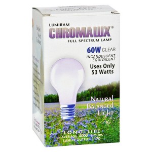 Lumiram Chromalux Full Spectrum Lamp Light Bulb 60W Clear - 1 ct - 1 of 3