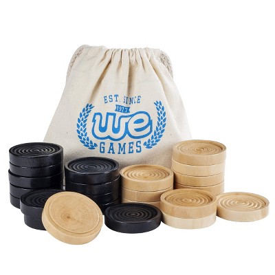 WE Games Wooden Checkers with Stackable Ridges