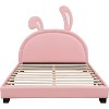 Acekool Full Size Upholstered Platform Bed Frame with Ears Headboard, Rabbit Accent for Kids, Slat Support, Pink - 4 of 4