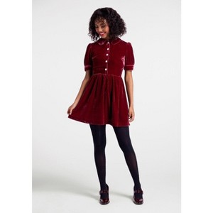 Such A Stunner Velvet Shirt Dress - ModCloth , Red - 1 of 4