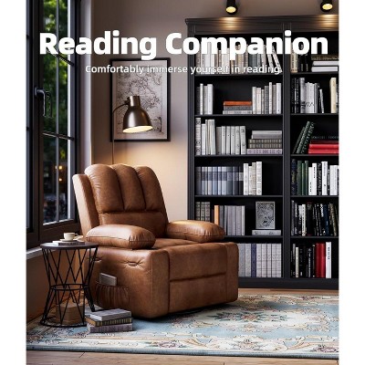Oversized 27" Recliner Chairs with Heat and Massage - 360° Swivel Lazy Sofa for Adults- Manual Chair Recliner with Cup Holder