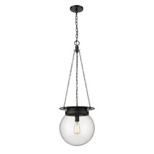 Calhoun 13" Steel Pendant Light with Milk Glass Globe - Dimmable, 1 Bulb, 60W, Dry Rated - 1 of 4