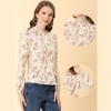 Allegra K Women's Floral Puff Long Sleeve Ruffle Collar Pearl Decor Blouse - 2 of 4