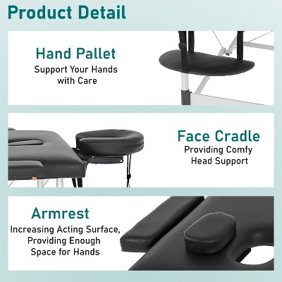Black Adjustable Aluminum Portable Massage Table with Carry Case