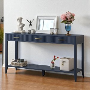 Mshliw Painted Console Table with 3 Drawers and Storage Shelf, Dining Table, 60" Wooden Entryway and Sofa Table for Living Room or Hallway - 1 of 4