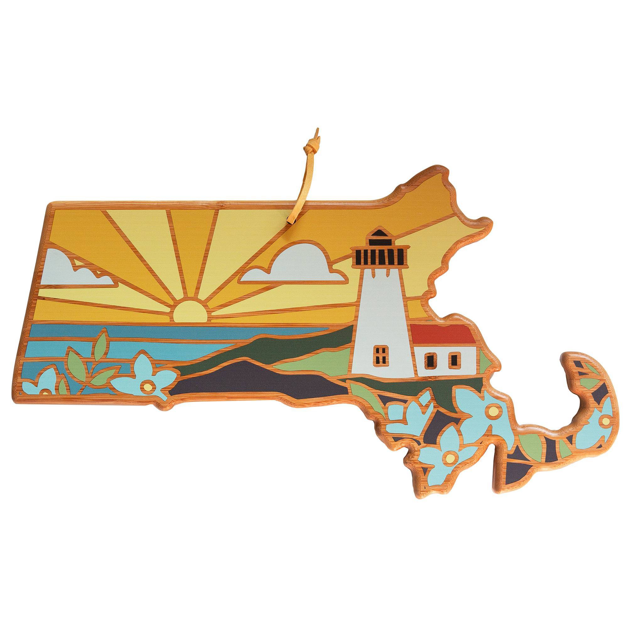 Totally Bamboo Massachusetts Summer Stokes Cutting Board: Lightweight Bamboo, Multicolored, 16.75" x 9.25", Hand Wash