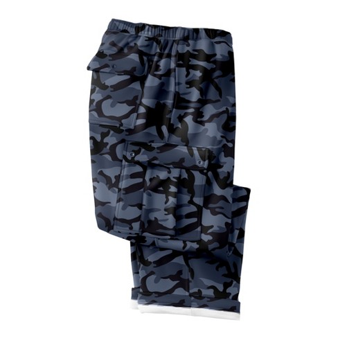 KingSize Men's Big & Tall Thermal Waffle-Lined Cargo Pants - Tall - 4XL,  Black Camo