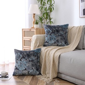 Kate Aurora 1 Piece Jacobean Floral Chenille Ultra Plush & Fluffy 18"x 18" Filled Accent Throw Pillow With Removable Shell/Cover - 1 of 4